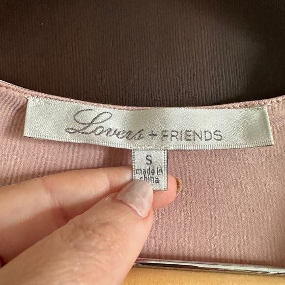 LOVERS + FRIENDS | Dress Happy Drape Blush Pink Faux Wrap | Size Small - Picture 4 of 5